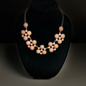NY & Co Statement Necklace in peach toned stones and gold adjustable chain.‌